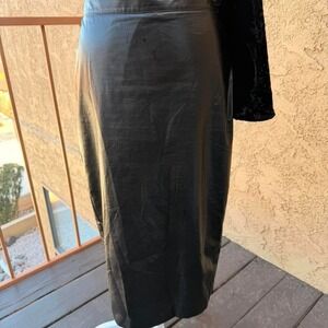 Leith black faux leather midi skirt